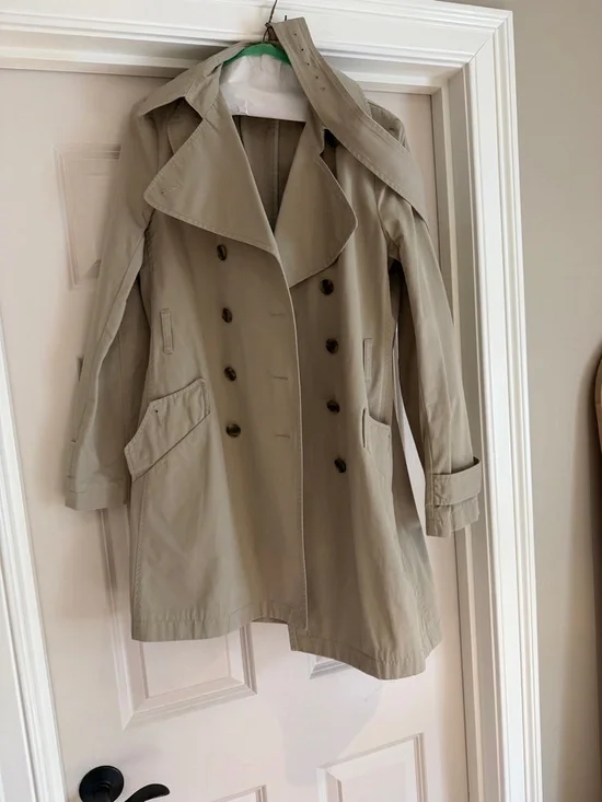 Theory Beige Double-Breasted Trench Coat - Picture 4 of 4